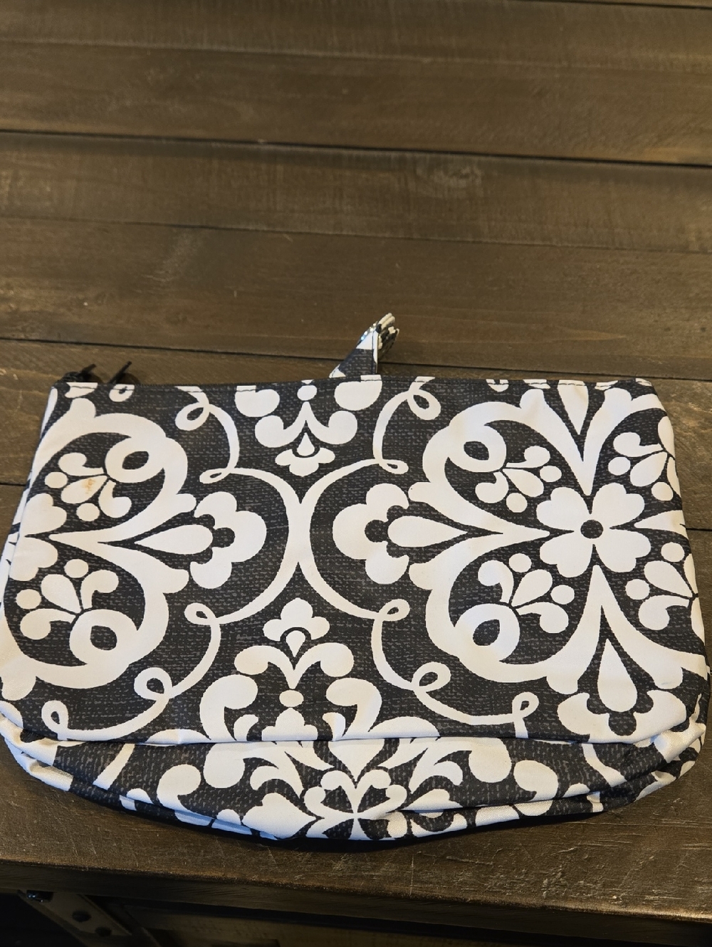 Vera Bradley Black and White Printed Wristlet Cosmetic Pouch